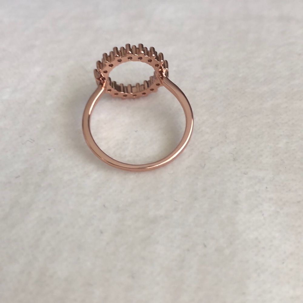 Rose Gold Open Circle Infinity White Sapphire Ring - Picture 5 of 8
